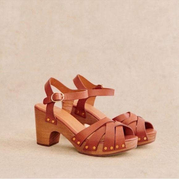 Sezane Brown Leather Mules - Picture 1 of 11